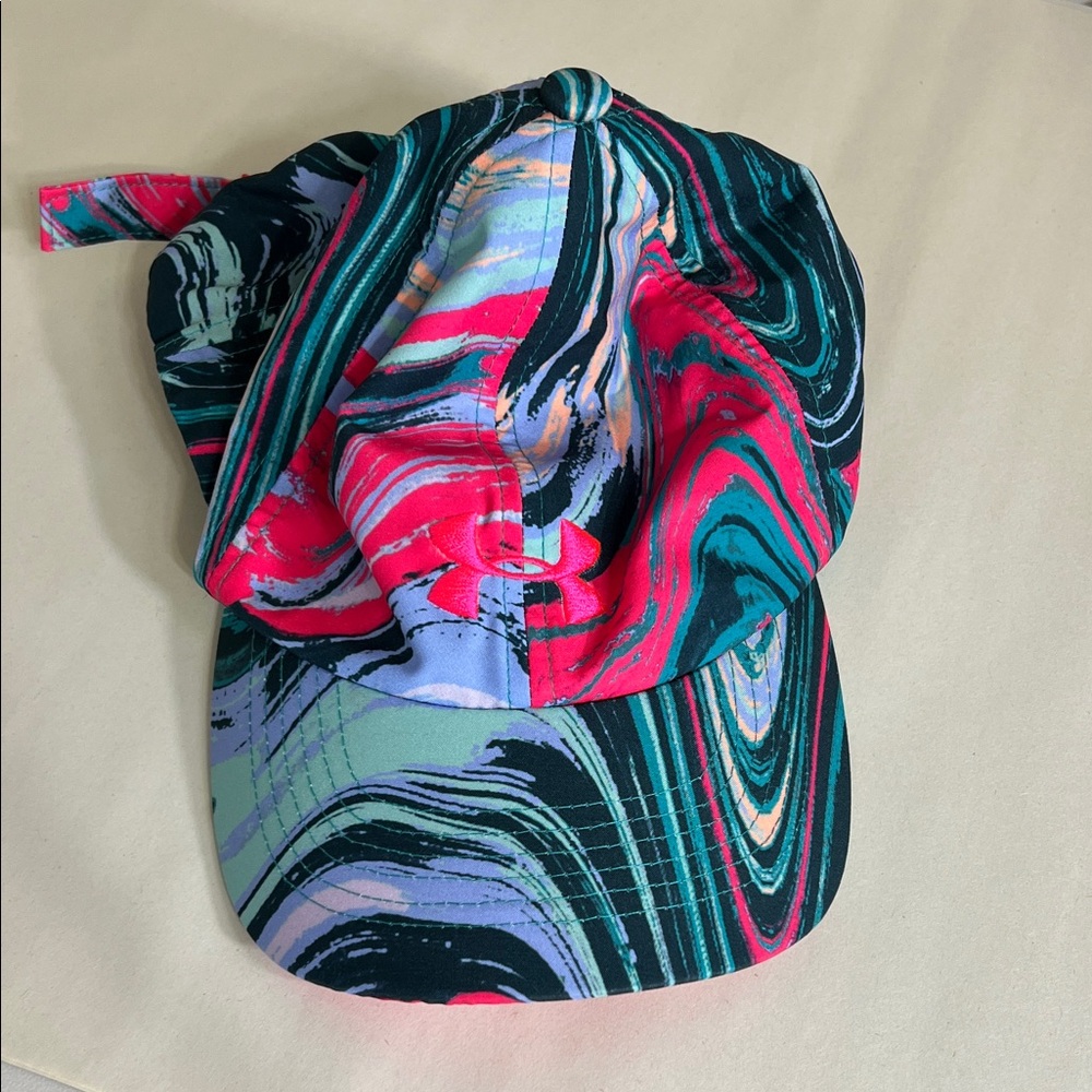 Under Armour Youth Hat with Swirl Design - Pink and Blue